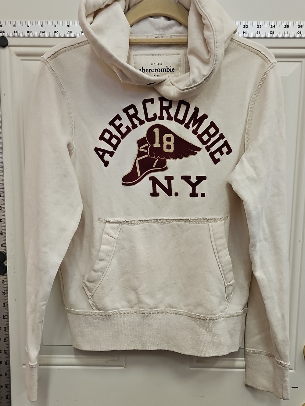 Pullover Cream Hoodie.  Y2k, School Or Casual Wear